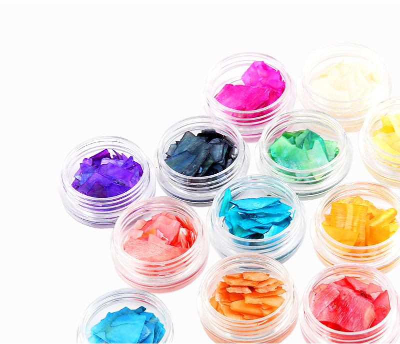 12 colors Multicolor 3D Nail Shell Decorations Stones For Nail Design DIY Jewelry